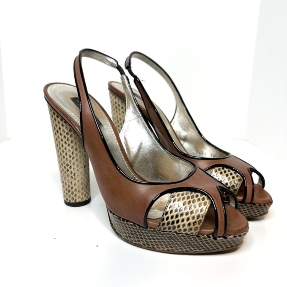 Dolce & Gabbana Leather Slingback Pumps, Size 38.5